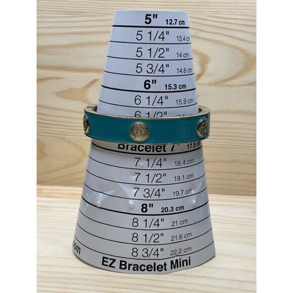 Turquoise & Gold-Tone Bangle Bracelet With Medallion Accents - Picture 5 of 5